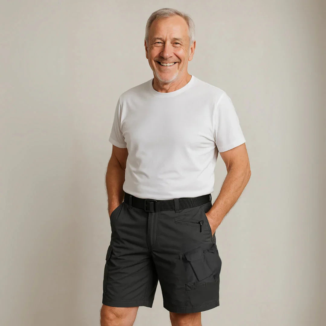 DAMIAN - CARGOSHORTS MED 7 LOMMER OG GRATIS BELTE