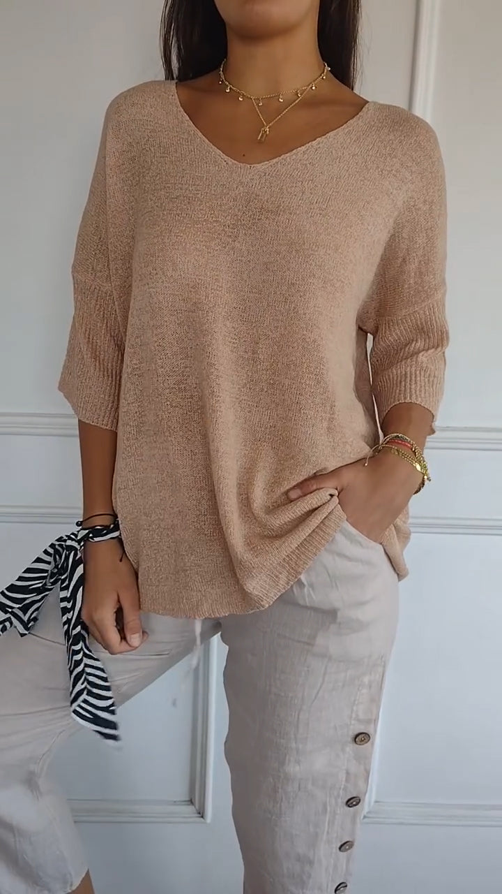 Janna™ | Afslappet Top Med V-Hals