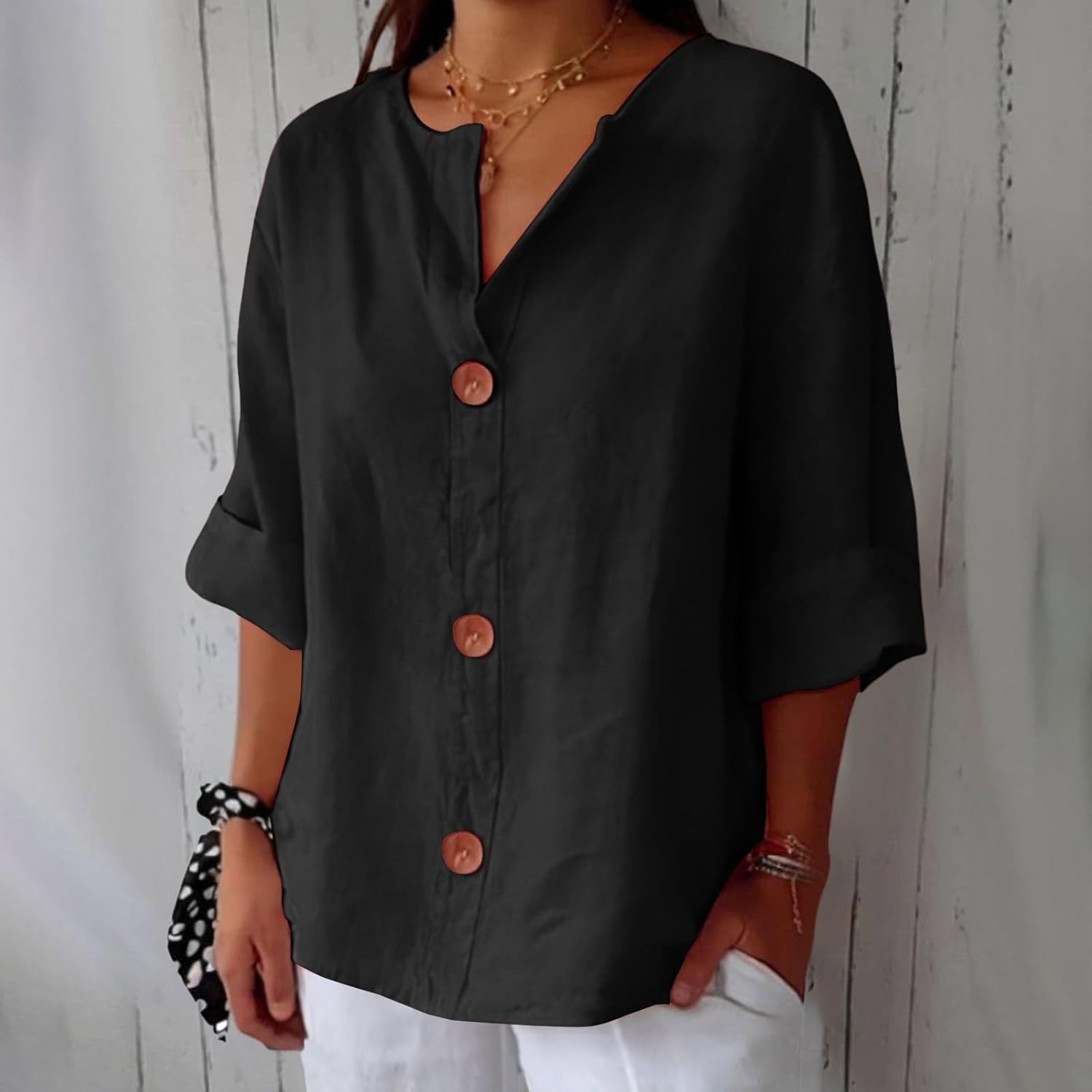 Varedo™ | Afslappet Linnebluse