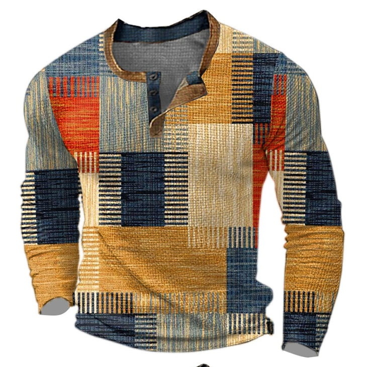 Lars | Stilfuld Henley-skjorte med geometrisk mønster