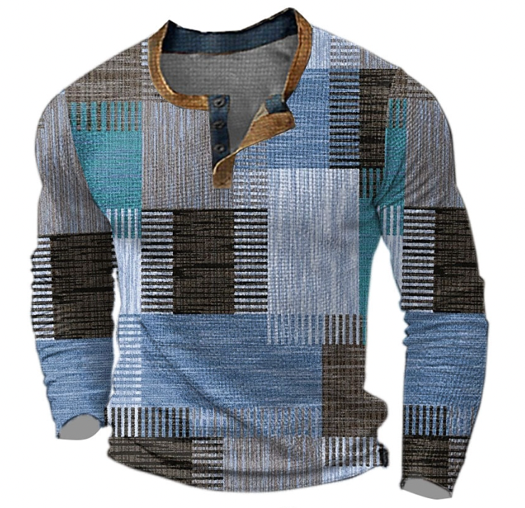 Lars | Stilfuld Henley-skjorte med geometrisk mønster