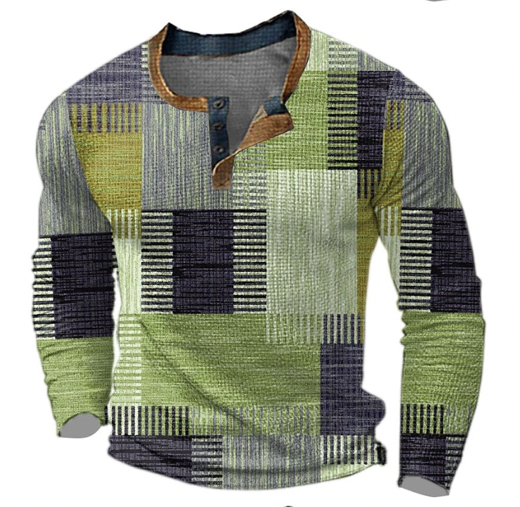 Lars | Stilfuld Henley-skjorte med geometrisk mønster