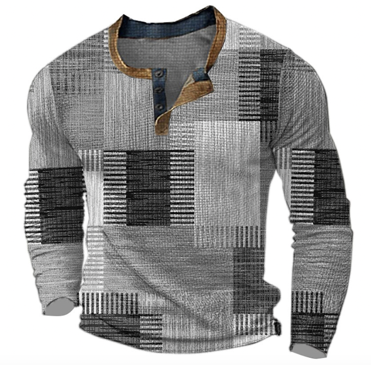 Lars | Stilfuld Henley-skjorte med geometrisk mønster