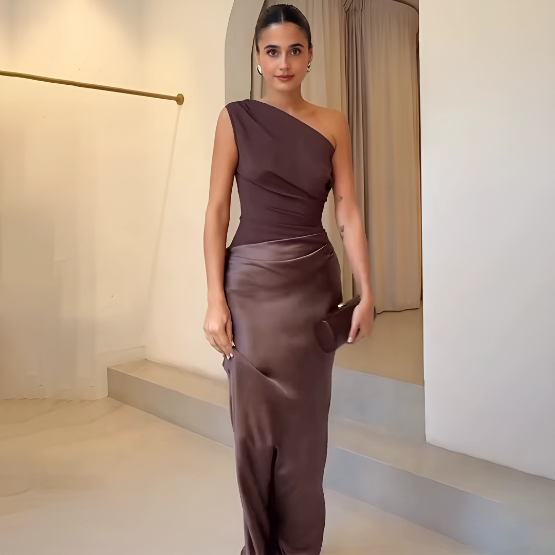 Varedo™ | Elegant En-Skulder Plisseret Maxi Kjole