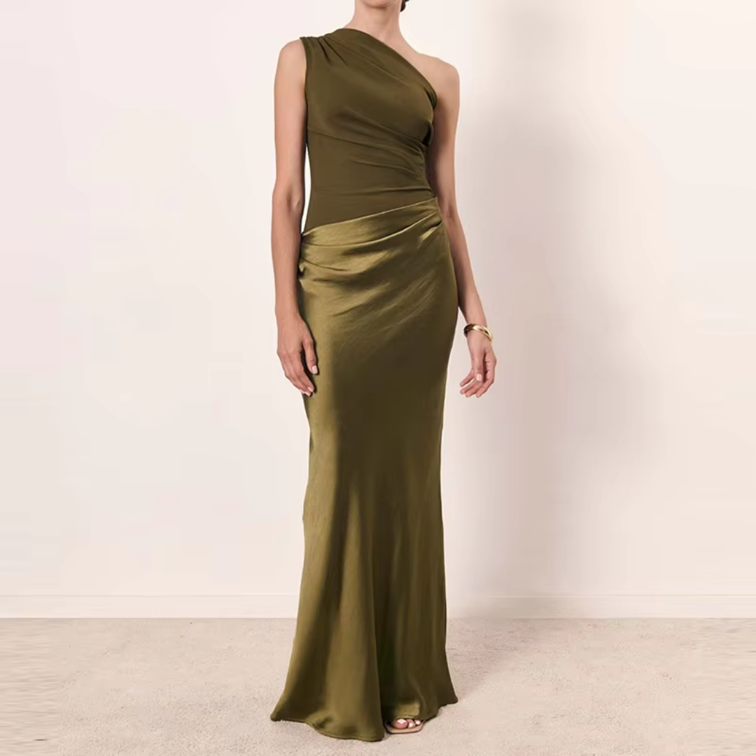 Varedo™ | Elegant En-Skulder Plisseret Maxi Kjole