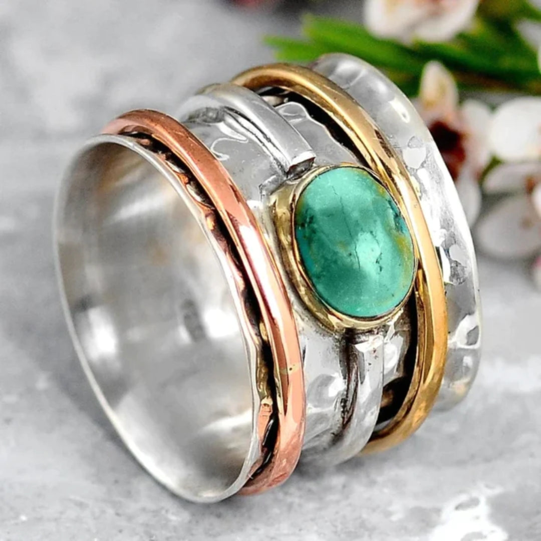 Coco - Vintage ring i guld og sølv med turkis