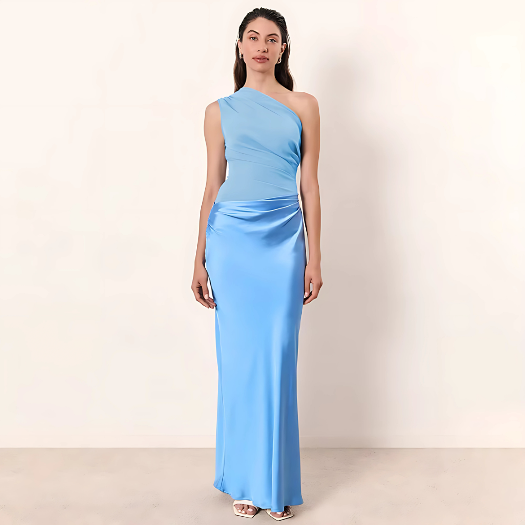 Varedo™ | Elegant En-Skulder Plisseret Maxi Kjole