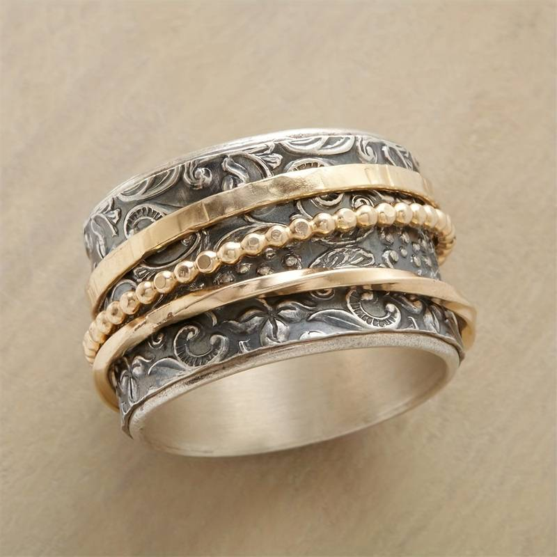 Antik Ring i Guld og Sølv Vintage