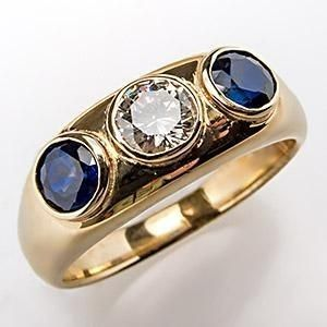 Guld ring med vintage blå glas zirkon